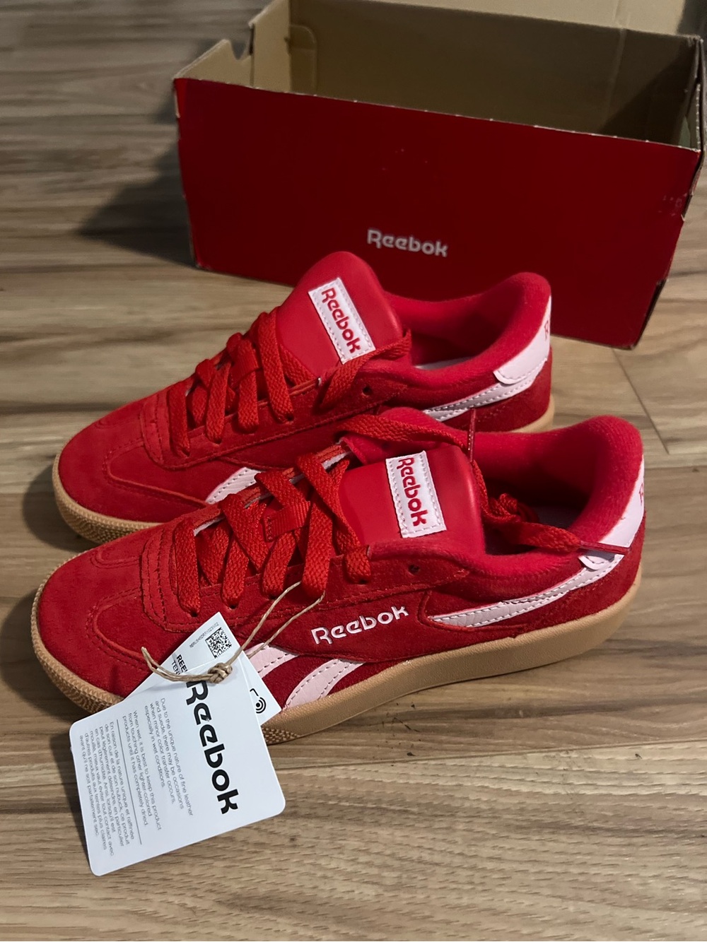 Reebok Red Smash Edge Sneakers with White Accents